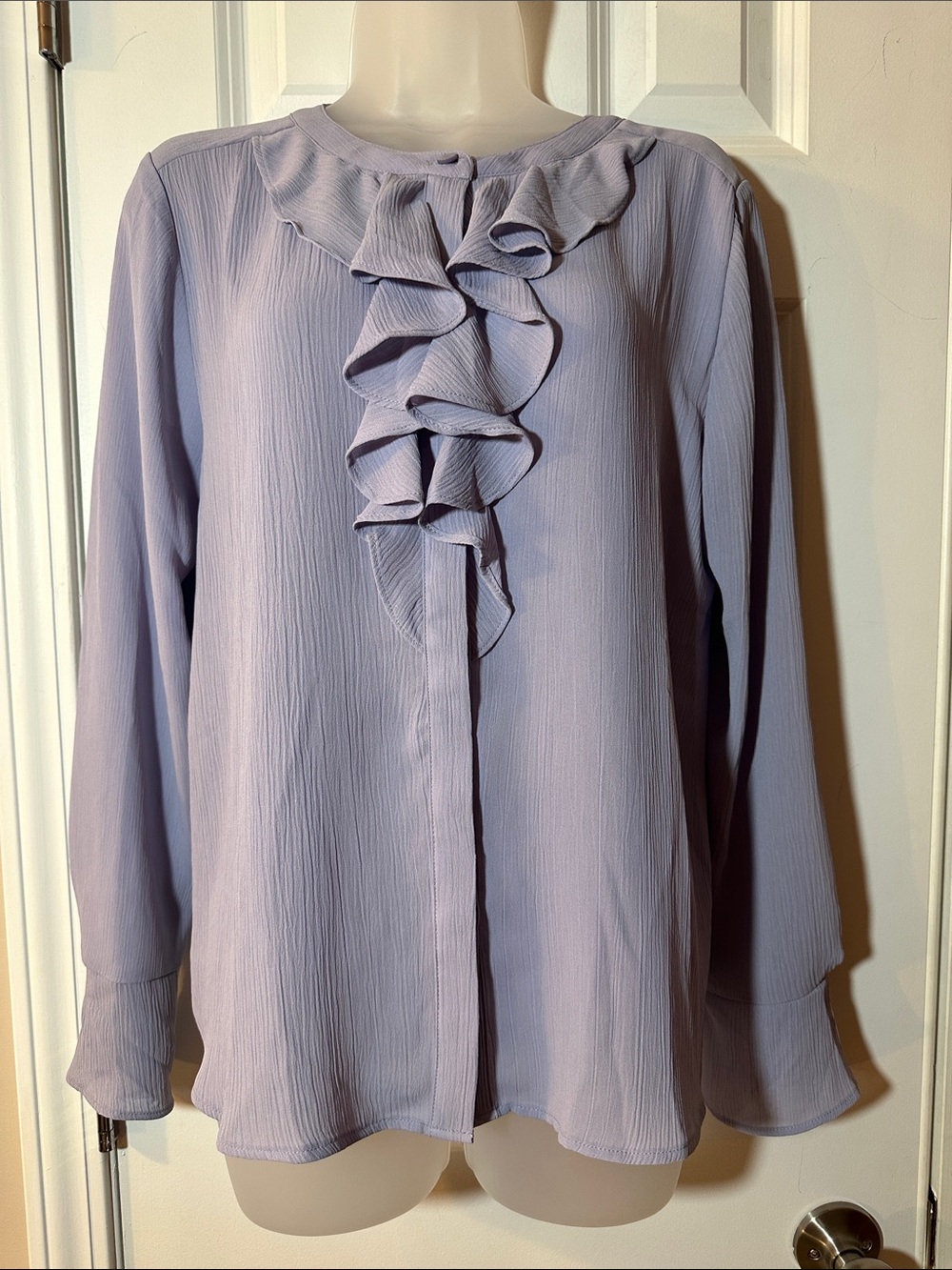 LOFT Lavender Ruffle Front Blouse